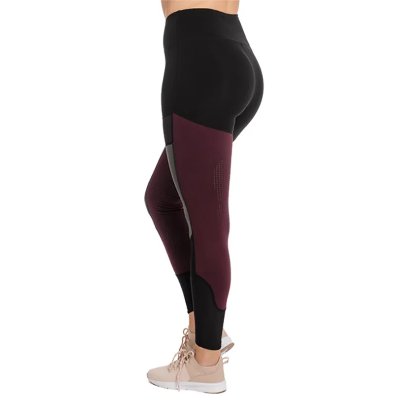 Horseware Ladies Fashion Riding Tights With Silicone Grip - Black/Fig-2